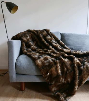 Plaid Fausse Fourrure Marron 130X170