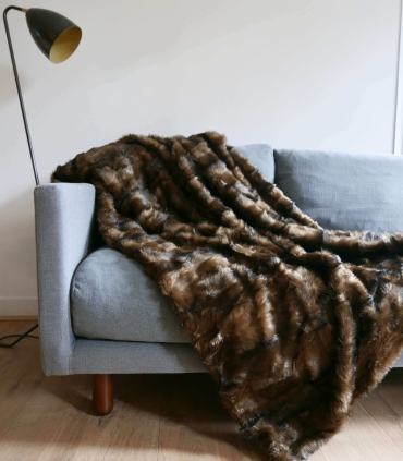 Plaid Fausse Fourrure Marron 130X170