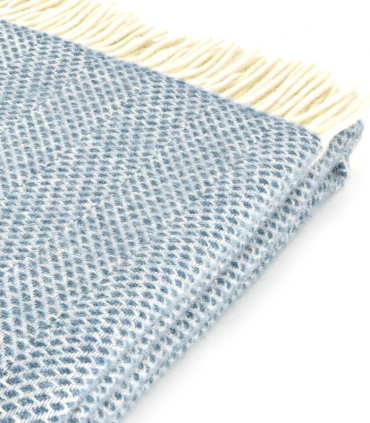 Plaid 100% Laine Beehive Bleu