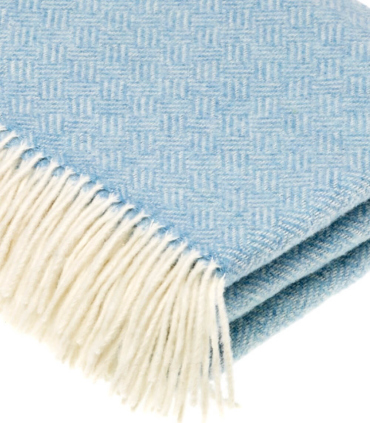 Plaid 100% Laine Mérinos Bleu