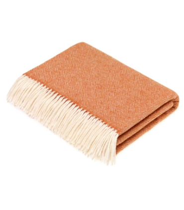 Plaid 100% Laine Mérinos Orange Safran