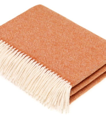 Plaid 100% Laine Mérinos Orange Safran