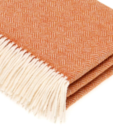 Plaid 100% Laine Mérinos Orange Safran