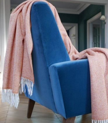 Plaid 100% Laine Mérinos Orange Safran