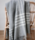 Plaid Pure Laine Naturel Gris et Blanc 