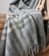 Plaid Pure Laine Naturel Gris et Blanc 