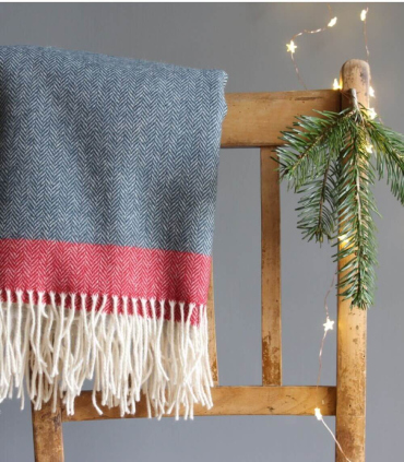 Plaid Pure Laine Eloise Blue Fjord