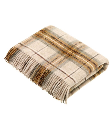 Plaid Ecossais Jaune Moutarde - Collection Montacute - 140 X185 cm