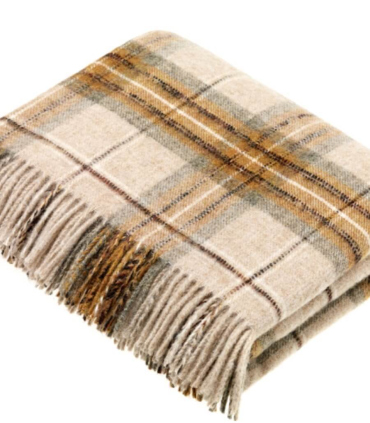 Plaid Ecossais Jaune Moutarde - Collection Montacute - 140 X185 cm