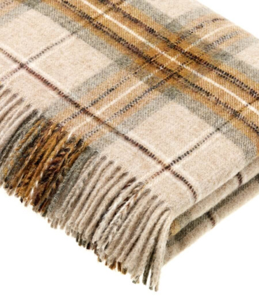Plaid Ecossais Jaune Moutarde - Collection Montacute - 140 X185 cm