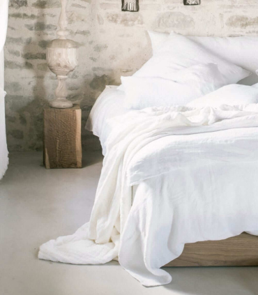 Plaid en gaze de Coton Blanc - Collection Comporta - 130 X 190 cm