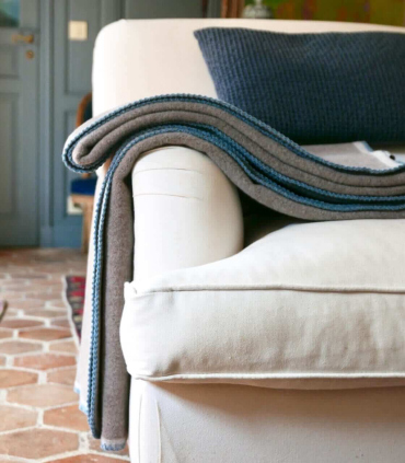 Plaid Laine et coton 150 X 200 cm Collection ASPEN - Beige et Brun