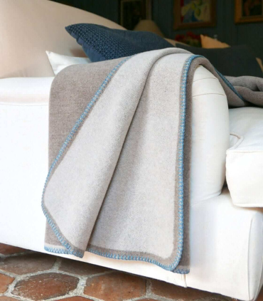 Plaid Laine et coton 150 X 200 cm Collection ASPEN - Beige et Brun