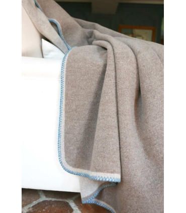 Plaid Laine et coton 150 X 200 cm Collection ASPEN - Beige et Brun