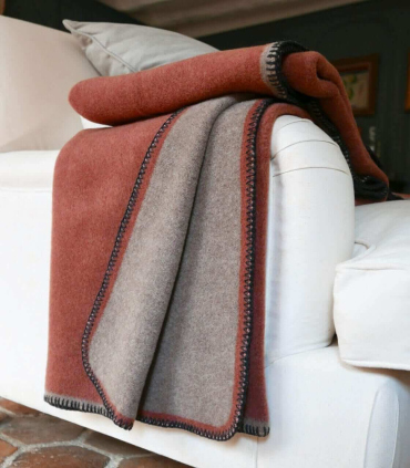 Plaid Laine et Coton 150 X 200 cm Collection ASPEN - Terre de Sienne