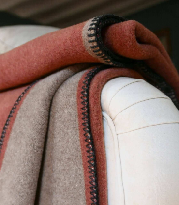 Plaid Laine et Coton 150 X 200 cm Collection ASPEN - Terre de Sienne