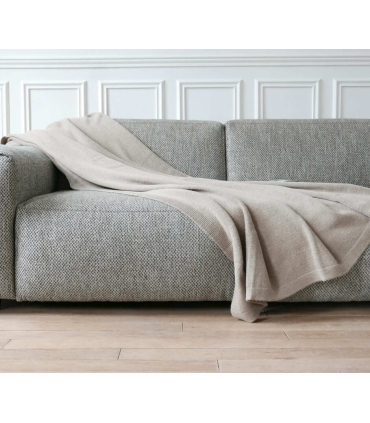 Plaid Long Island Taupe Laine Tricoté 140 X 200 cm