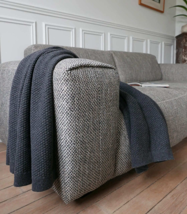 Plaid Boston Anthracite Laine Tricoté 130 X 180 cm