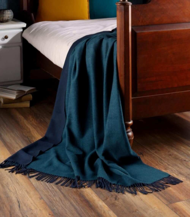 Plaid Cachemire Reversible Bleu