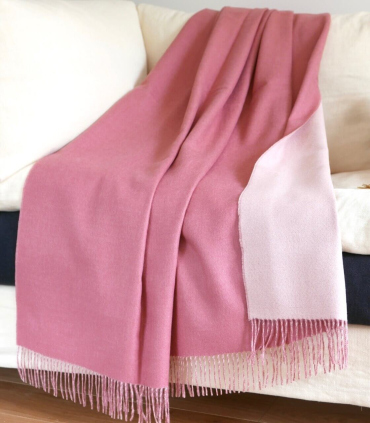 Plaid Laine Alpaga Luxe Réversible Rose