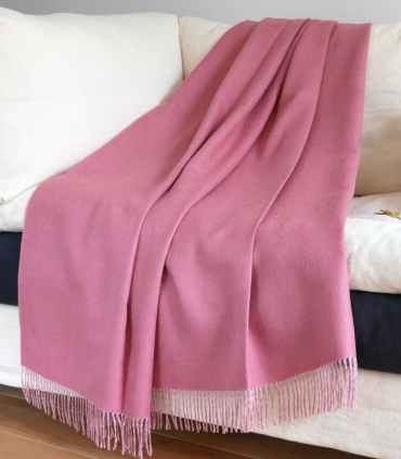 Plaid Laine Alpaga Luxe Réversible Rose