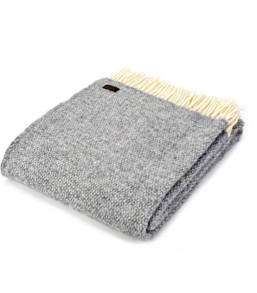 Plaid Pure Laine Chevrons Gris