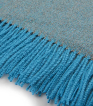 Plaid Laine Alpaga Luxe Chevrons Bleu Beige