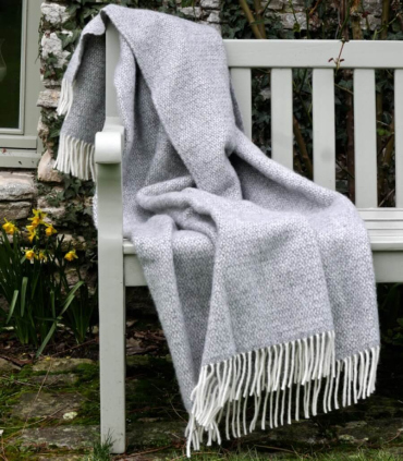 Plaid Pure Laine Chevrons Gris