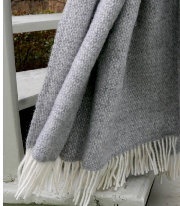 Plaid Pure Laine Chevrons Gris
