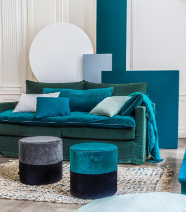 Edredon Velours Bleu Crépuscule 85X200cm