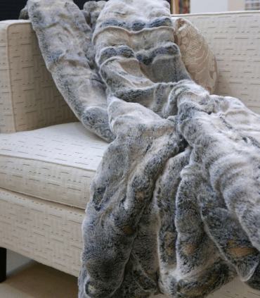 Plaid Fausse Fourrure Luxe Gris Yorkshire