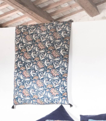 Edredon Bout de Lit Kerala Bleu 85X200cm