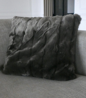 Coussin Fausse Fourrure Brun 45 X 45 cm