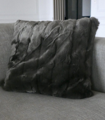 Coussin Fausse Fourrure Brun 45 X 45 cm