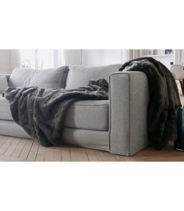 Plaid Couverture Fausse Fourrure Brun 170 X 240 cm