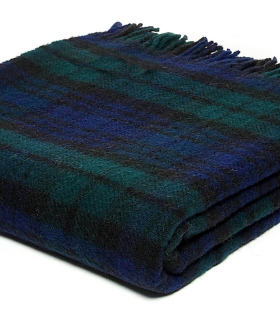Plaid Pure Laine Écossais Black Stewart