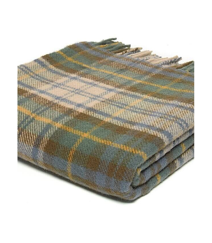 Grand Plaid vintage Tartan Écossais fuschia et vert - Linge de maison