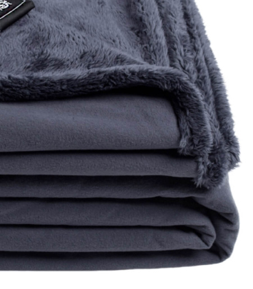 Plaid Imitation Fourrure Ultra Doux Gris Foncé - Collection Laponie - 140 x 190 cm