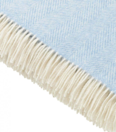 Plaid 100% Laine Mérinos Bleu Ciel