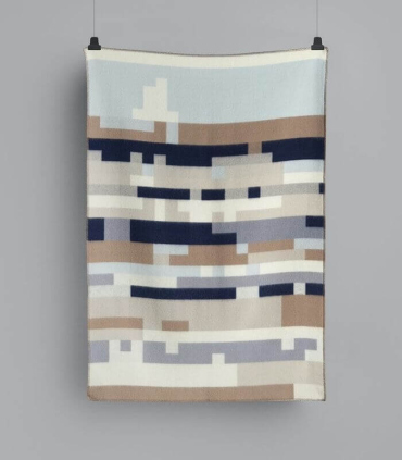 Plaid Pure Laine Bergstaden Beige et Bleu 135 X 200 cm