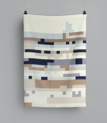 Plaid Pure Laine Bergstaden Beige et Bleu 135 X 200 cm