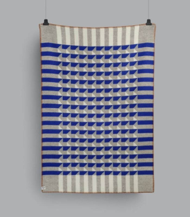 Plaid Pure Laine Design Kvam Bleu 135 X 200 cm