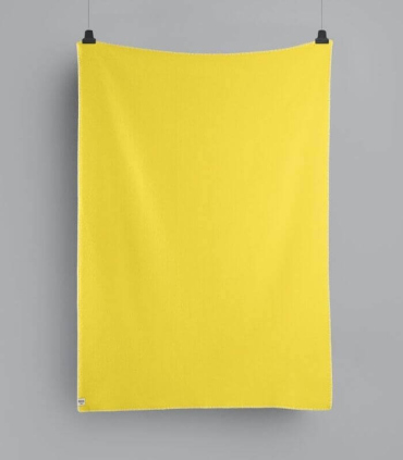 Plaid Laine Scandinave Reversible Jaune et Ecru 135 X 200 cm