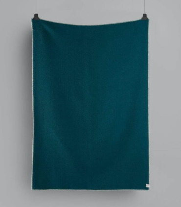 Plaid Laine Scandinave Reversible Turquoise et Bleu 135 X 200 cm