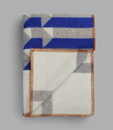 Plaid Pure Laine Design Kvam Bleu 135 X 200 cm