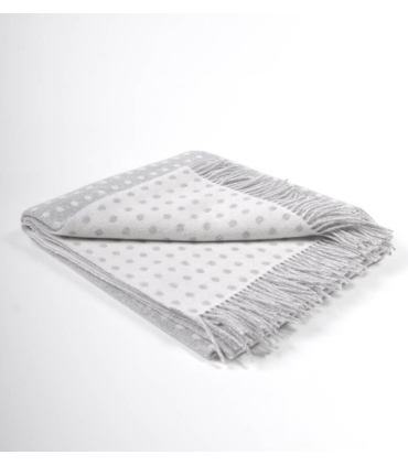 Plaid Mérinos Gris à Pois