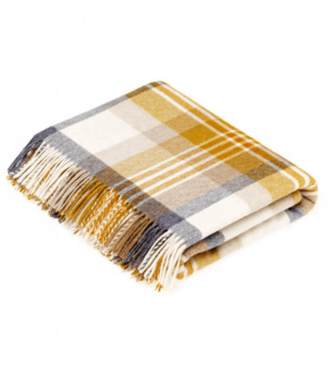 Plaid Laine Mérinos Melbourne Jaune - 140 X185 cm