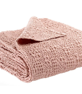 Jeté de canapé/ Couvre-lit 100% coton TANA Rose Poudré