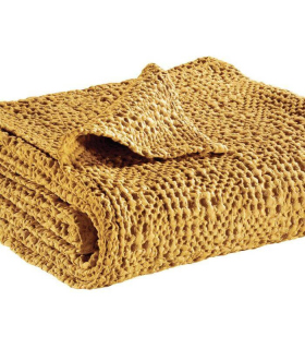 Jeté de canapé/ Couvre-lit 100% coton TANA Jaune Moutarde