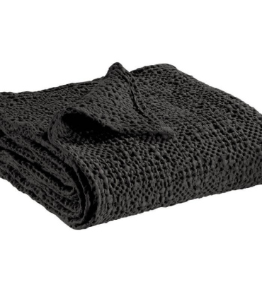 Jeté de canapé/ Couvre-lit 100% coton TANA Noir